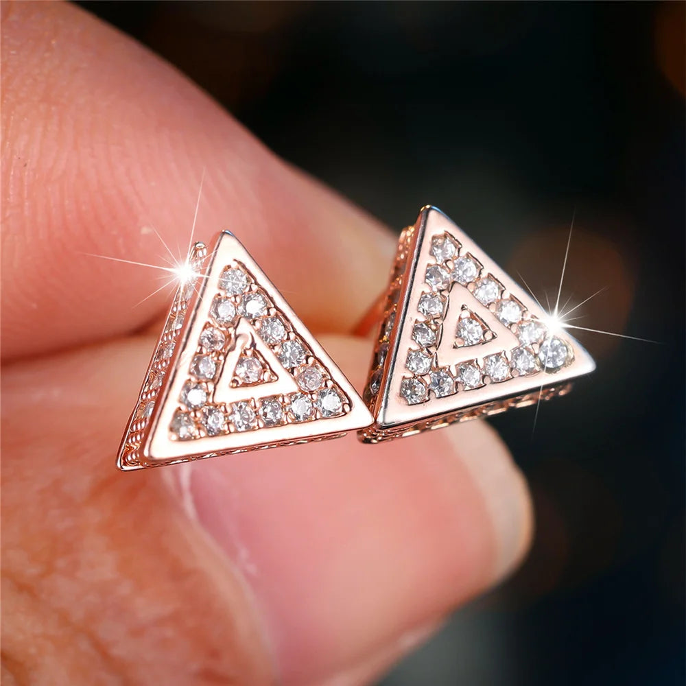 Zircon Stone Triangle Stud