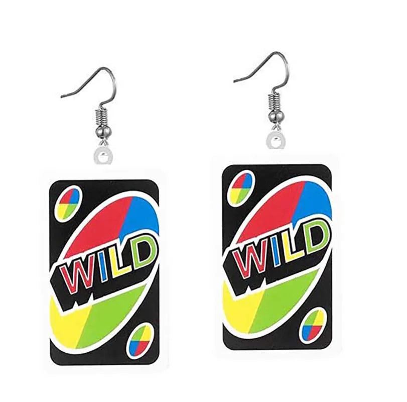 Uno Card Earrings