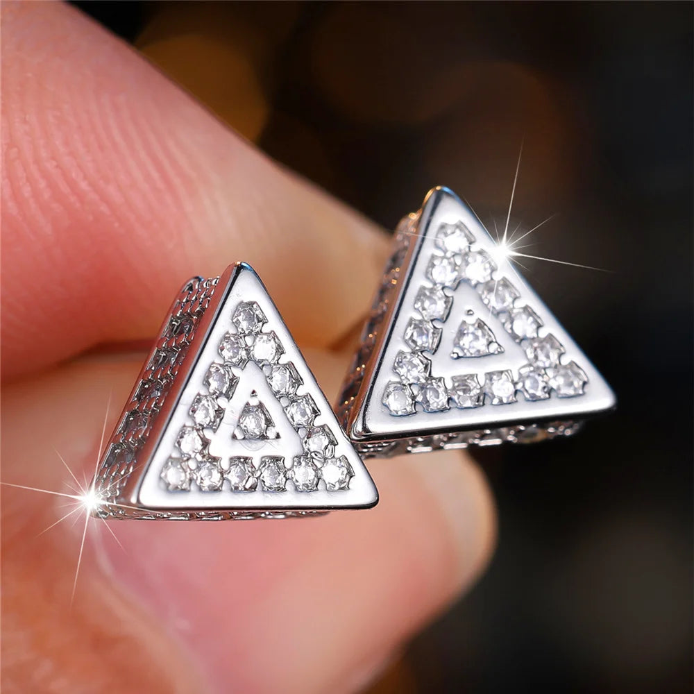Zircon Stone Triangle Stud