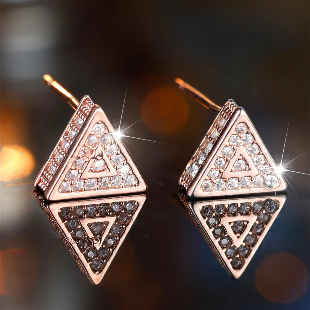 Zircon Stone Triangle Stud