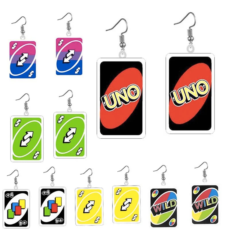 Uno Card Earrings