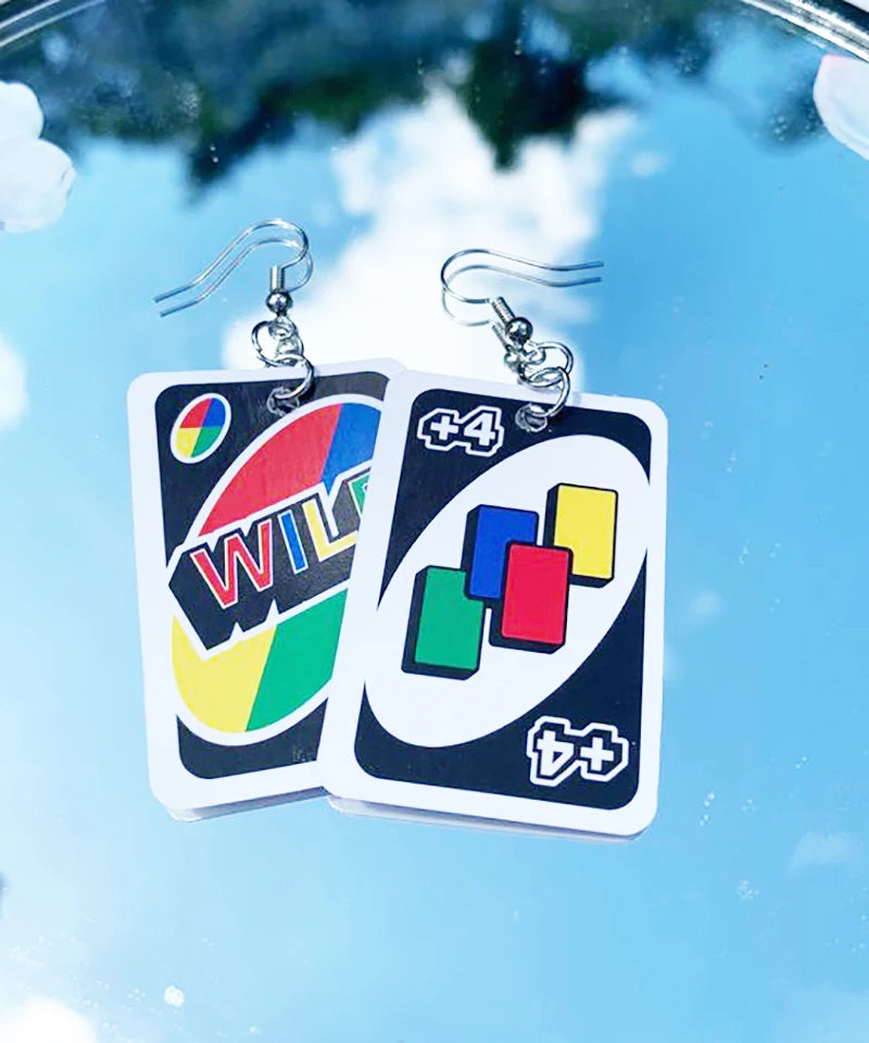 Uno Card Earrings