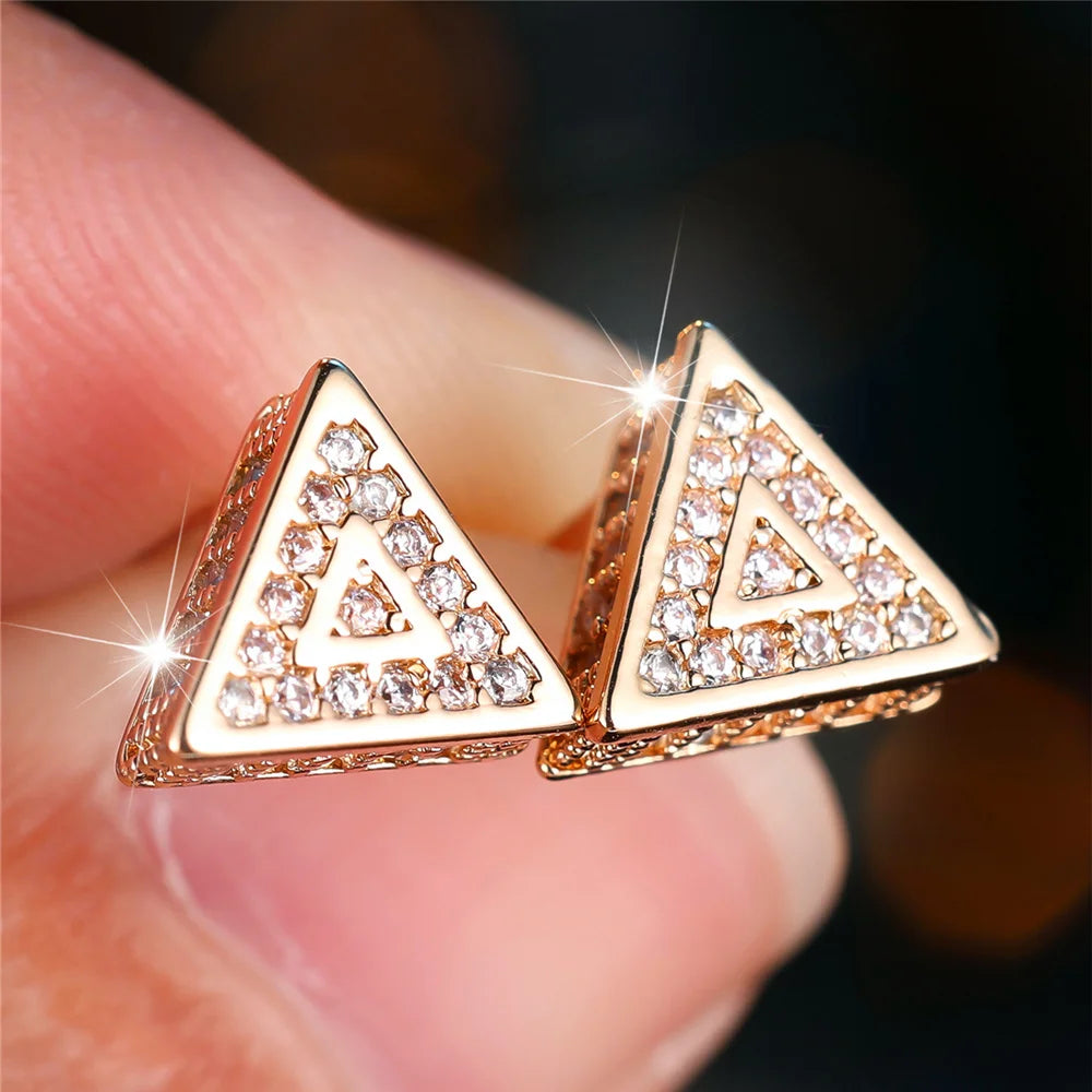 Zircon Stone Triangle Stud